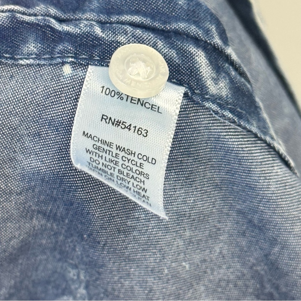🍁Marc New York Acid Wash Tencel Oversized Cutouts Denim Button Down Shirt Medium - Picture 8 of 13